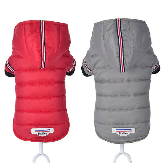 Winter Waterproof Puffer Jacket with Hood and Cuff Sleeves for Cats and Small Medium Dogs under 9kg