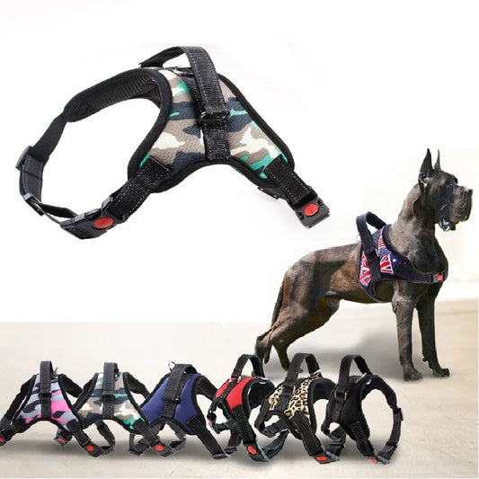 Heavy Duty No-Pull Harness with Patterns Prints for Medium to Extra Large Dogs Walking Outdoor Hiking