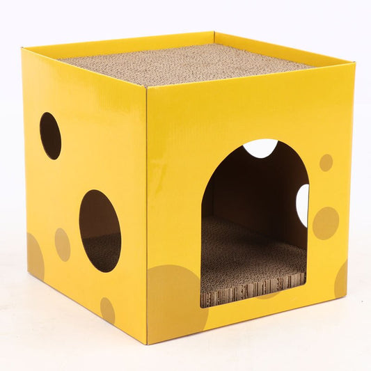 2-Storey Funny Cute Cheese Cube Cat Scratching Box Scratching Board