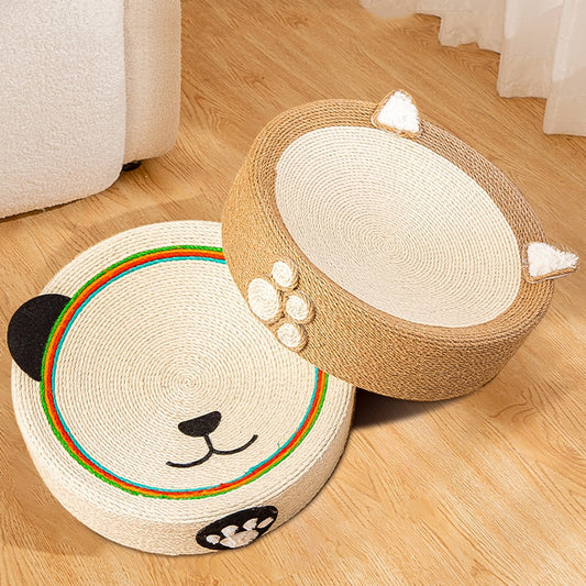 Cute Round Shape 2-in-1 Sisal Cat Scratching Board Sleeping Pod