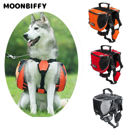 Saddlebags Harness Backpack for Dogs with Reflective Strips for Camping Hiking Outdoor with Dogs