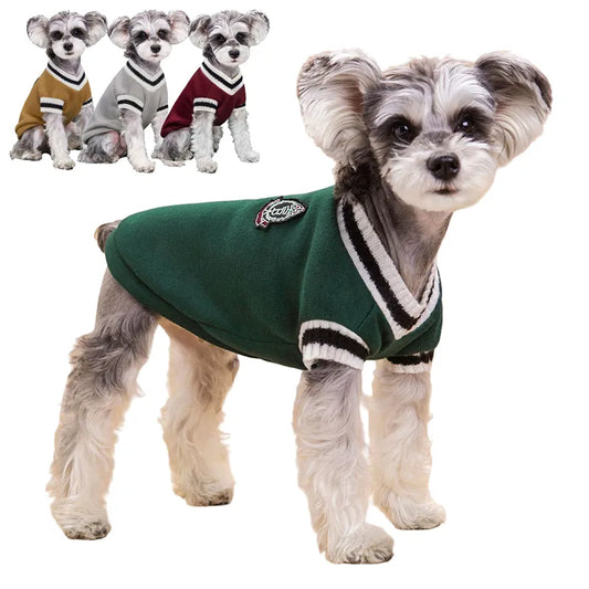 Pet Sweater V-neck College Stripe Harry Porter Style for Small and Medium Dogs