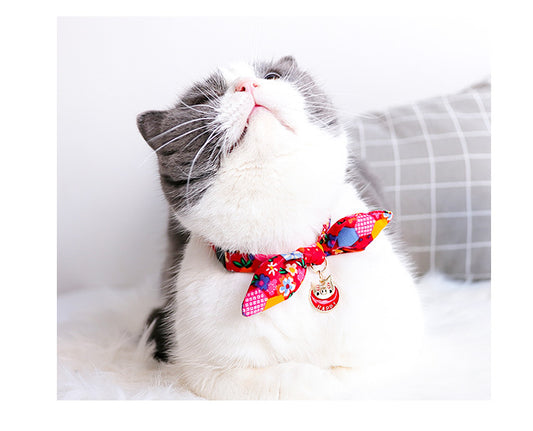 Japanese Style Printed Cat Collar Bowtie Cute Japan Print Design