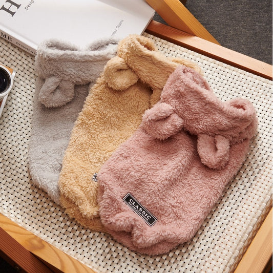Cute Fluffy rabbit ear hoodie for small medium dogs and cats