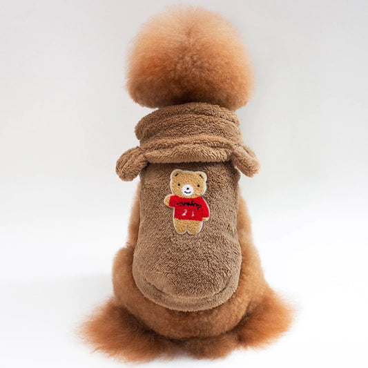 Cute Fluffy teddy bear hoodie for small medium dogs and cats