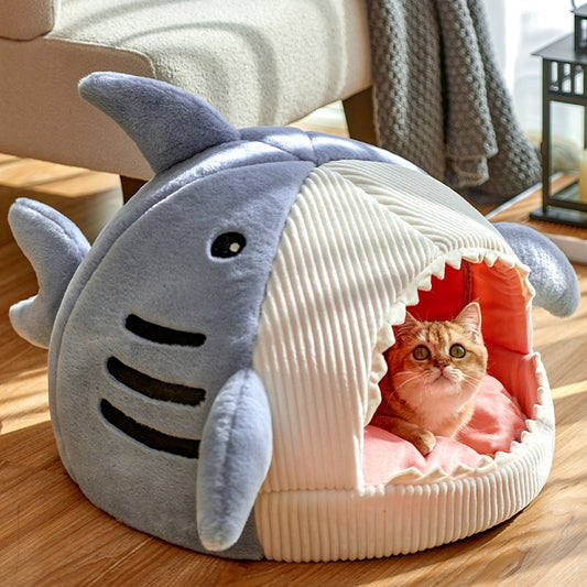 Cute Fluffy Shark Bed Hideouts for Cats and Small Dogs
