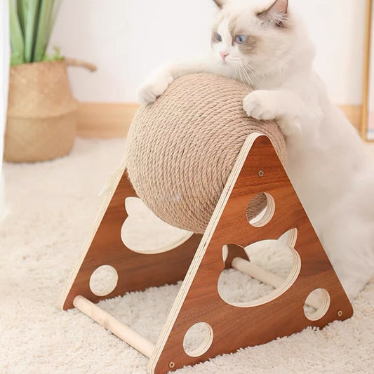 Triangle Cat Scratch Stand With Sisal Rope Ball Toy