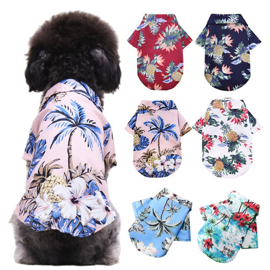 Hawaiian Beach Style Dog T-Shirts Thin Breathable Summer Dog Clothes for Small Dogs Puppy